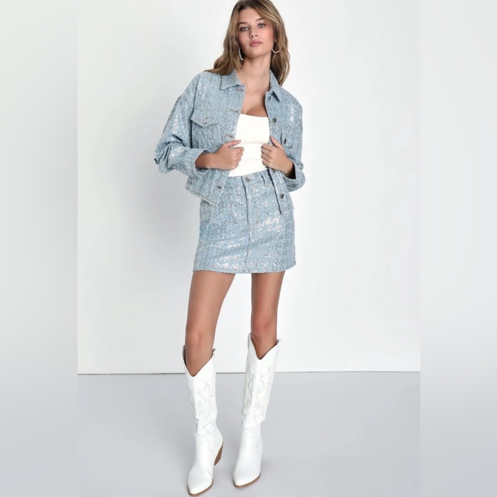 Lulu's Light Blue Mini Skirt